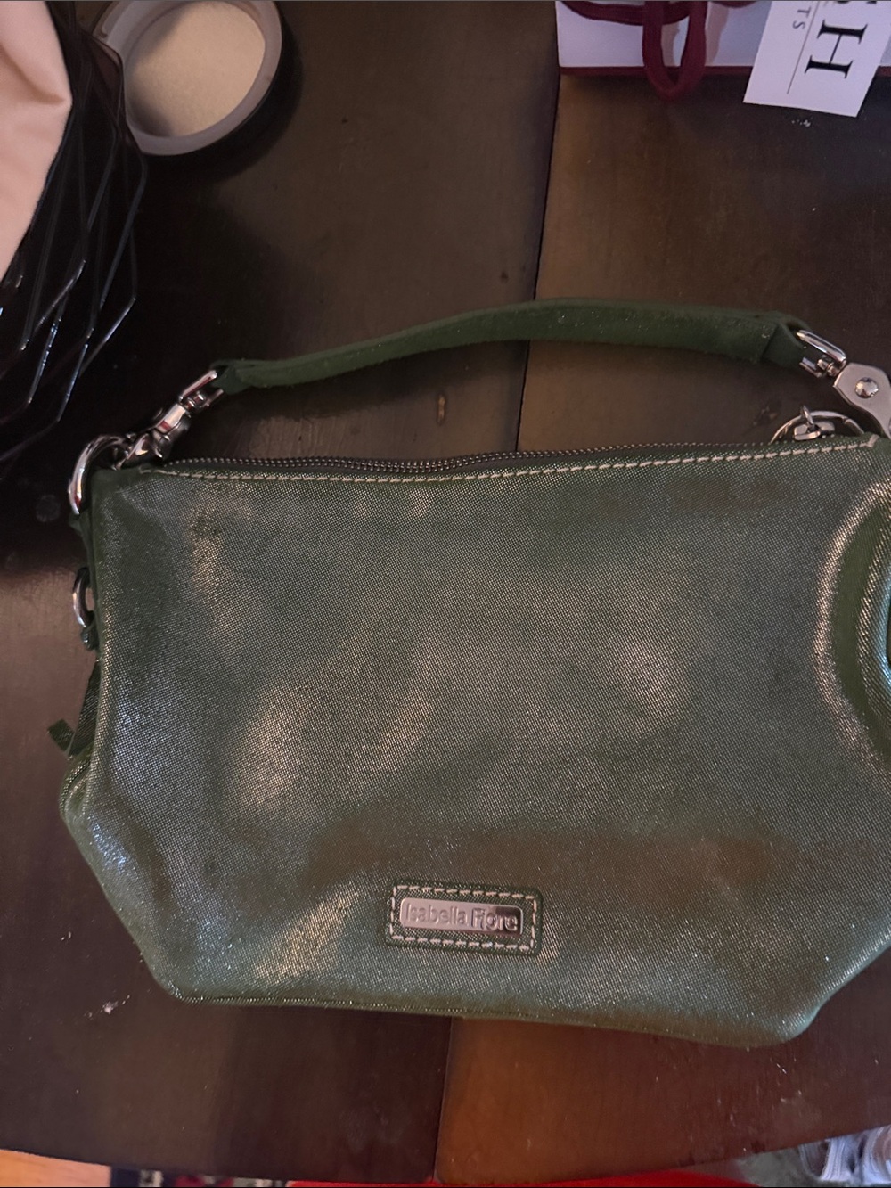 Isabella Fiore Emerald Green Leather Wristlet